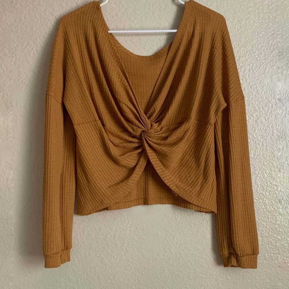 Mustard yellow waffle long sleeve